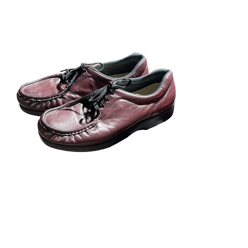 SAS Women's Burgundy Leather Comfort Lace Up Shoes Size 12 M